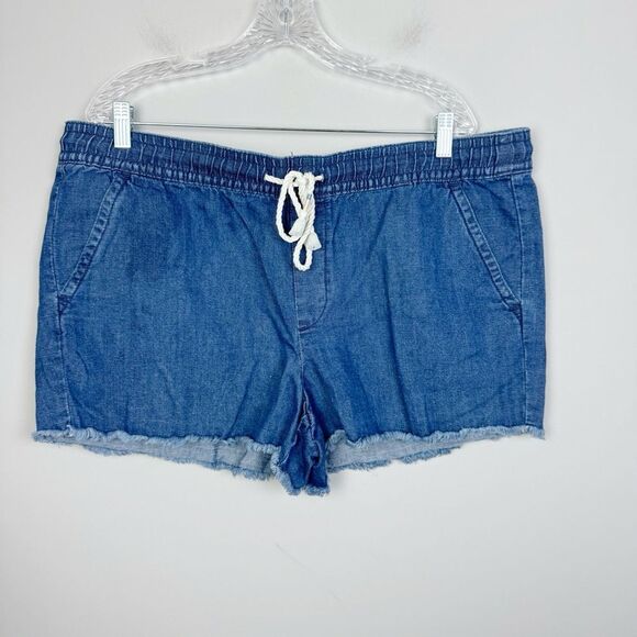 LOFT | Cotton & Linen Blend Denim Shorts Drawstring Waist Women’s Size X-Large - Picture 4 of 12